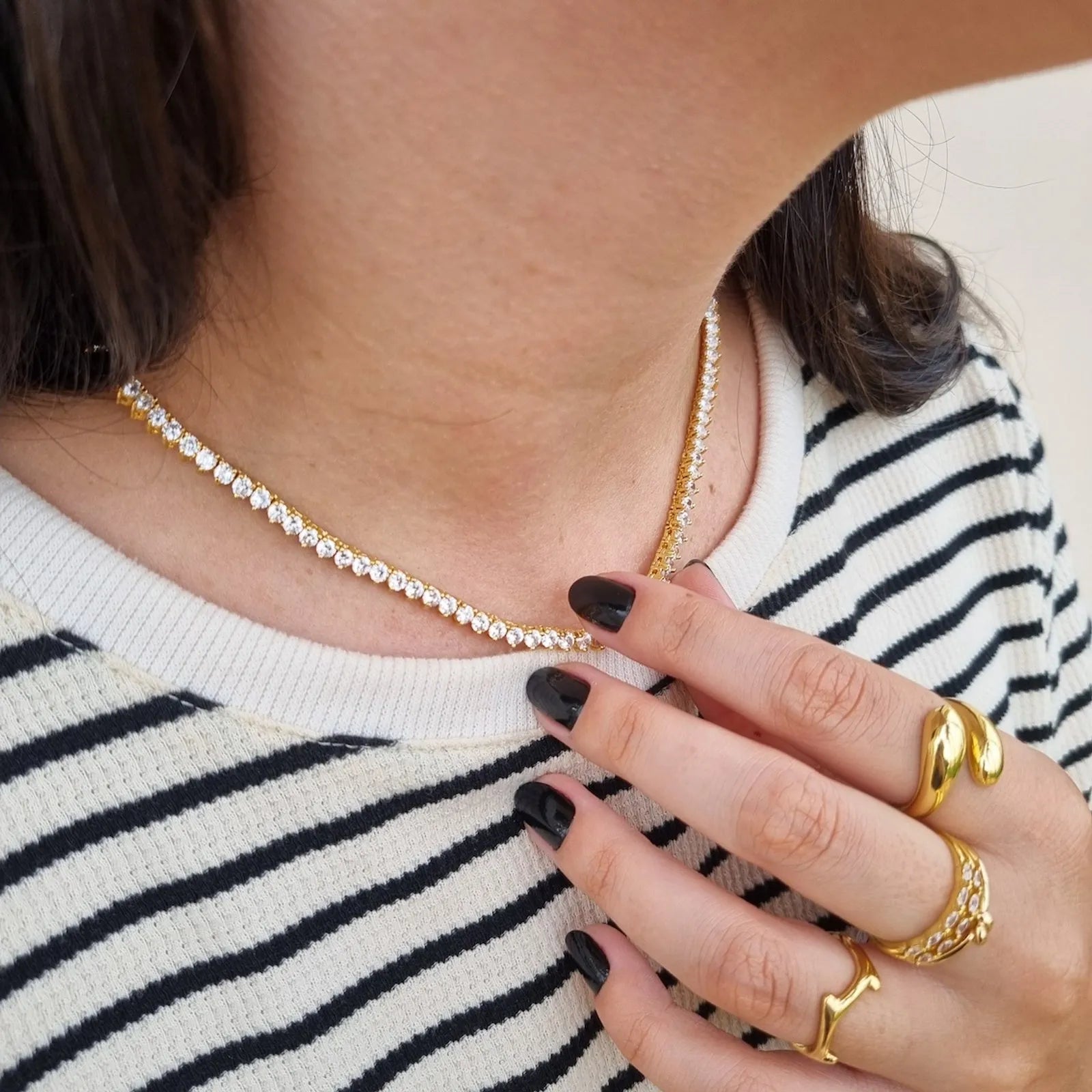 Colar Riviera Três Pontas 40 cm