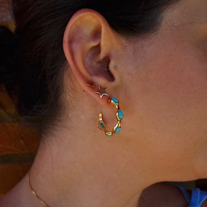 Brinco Argola Bali Turquesa