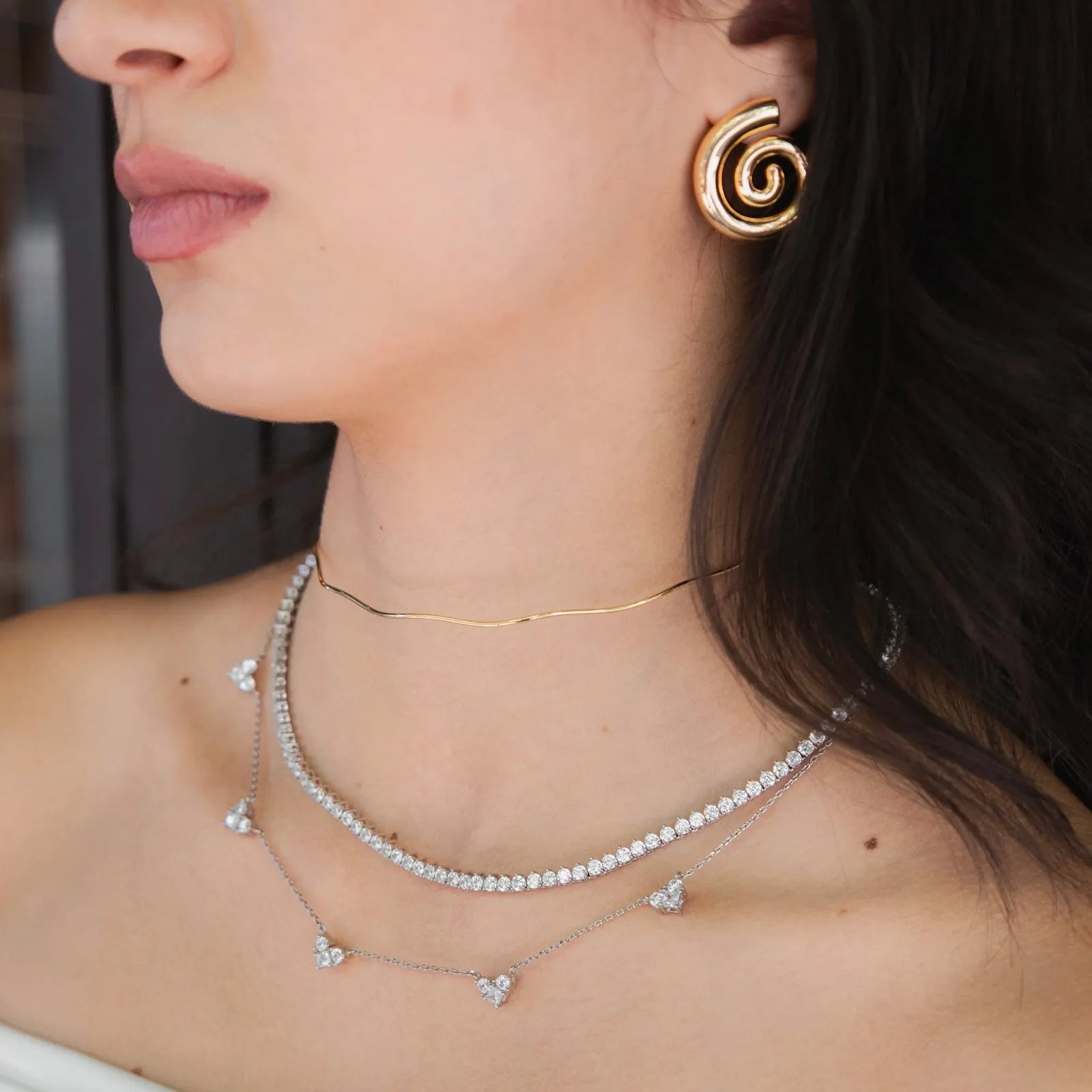 Colar Riviera Três Pontas 40 cm