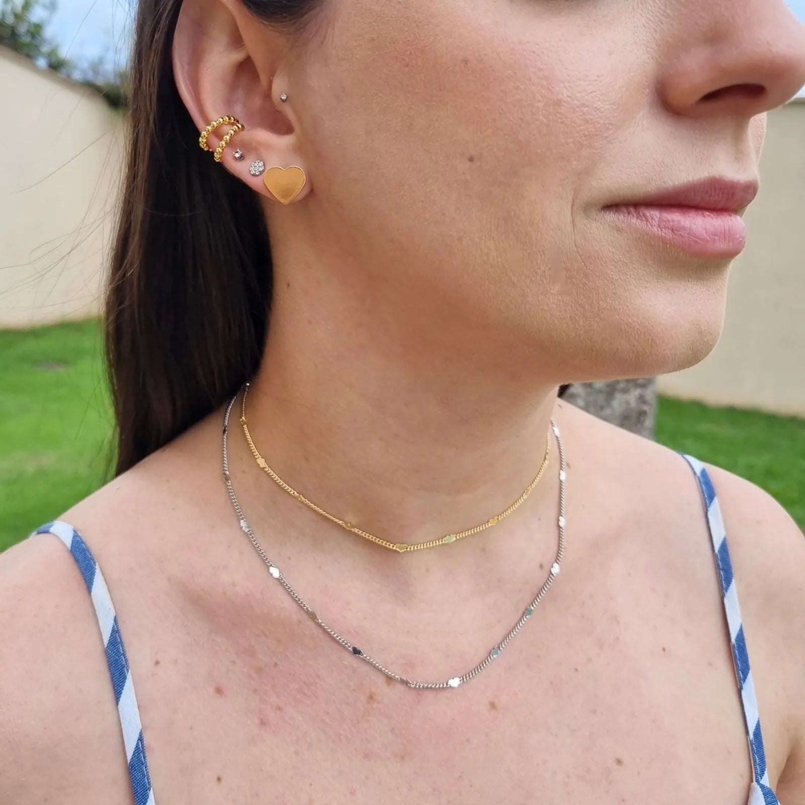 Colar Choker Corações Grumet