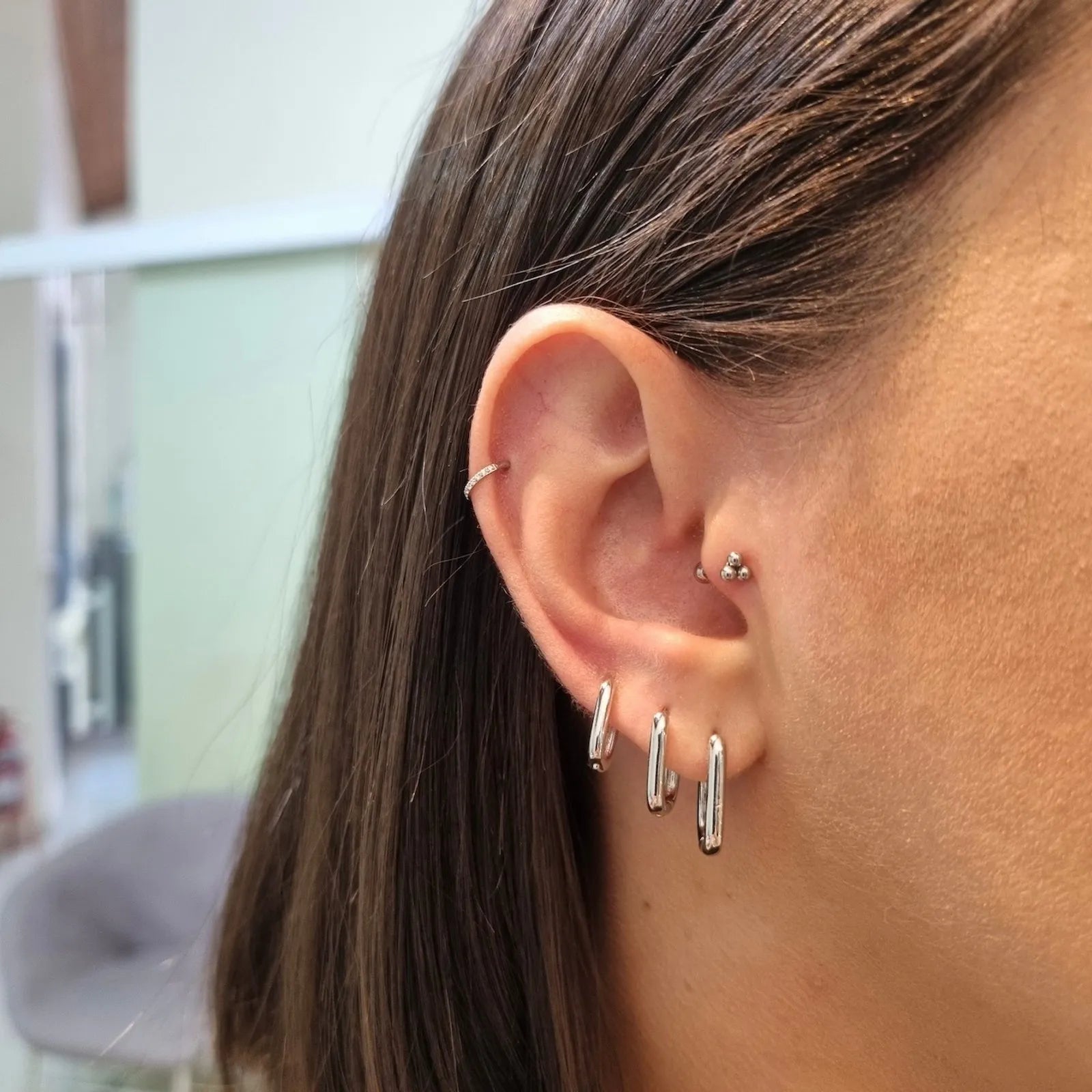 Piercing Argola Segmentada Cravejada Aço Inox