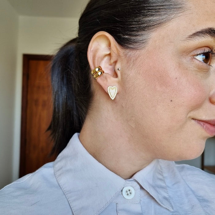 Brinco Coração Cravejado